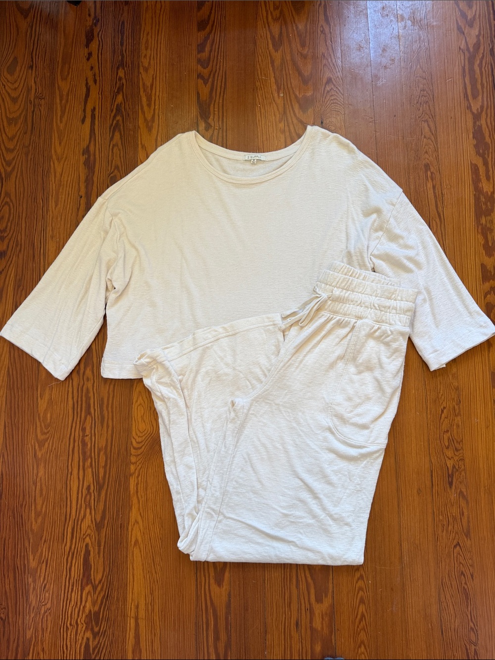 Z Supply Medium Cream Wide Leg Loungewear Set